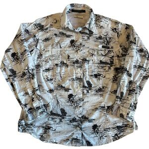 Men’s Columbia PFG Super Bonehead Fishing Print Button Up Shirt L